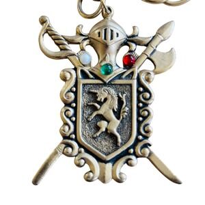 Code Of Arms Unicorn Necklace VTG Swank Etruscan Statement Cabochon Gold Tone‎